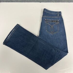 Calvin Klein Flare Leg Jeans‎ Dark Wash Denim Classic Style Women's Size 8